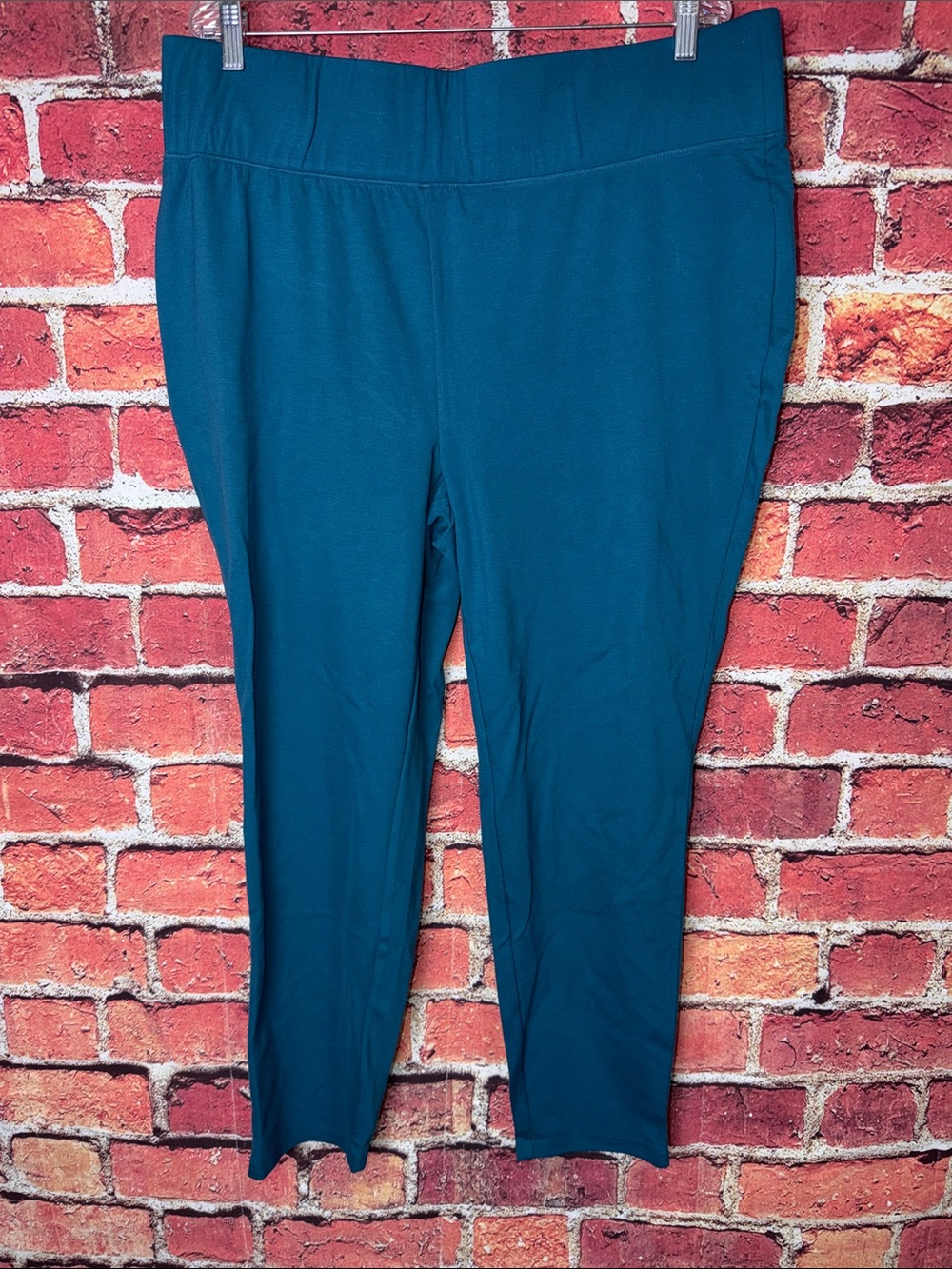 Avenue Teal Ponte Knit Pull On Pants Women’s Plus Size 2X Stretch Slim Leg NWT